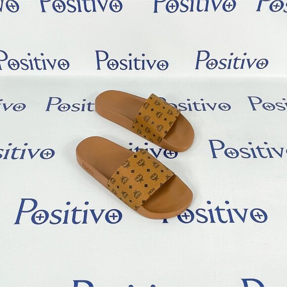 MCM Womens Cognac Monogram Print Rubber Slides US 7 EU 37 - Picture 4 of 7